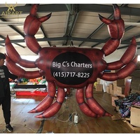 Décoration gonflable de crabe pour restaurant de fruits de mer, gonflables publicitaires promotionnels d'extérieur, crabe gonflable de dessin animé animaux marins
