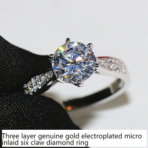 Elegante anillo de circón de seis puntas con acabado de platino Material de cobre para fechas Eventos formales Mezcla Simplicidad Sparkling Allure - Product Image 4