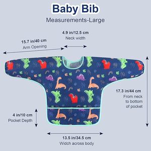 <span class=keywords><strong>Bavoir</strong></span> bébé Aron imperméable à manches longues 6-36 mois, réutilisable, avec poche de récupération, antibactérien, écologique, personnalisable - Product Image 5