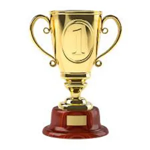 High quality golden embossed plastic trophy parts mini plastic trophy