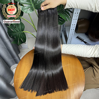 Cabello Humano Virgen al por Mayor, Doblemente Estirado, 100% Natural, con Cutícula Alineada, Liso y Negro # 1b Sin Caída de Cabello, Fábrica China