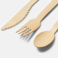 Ensemble de couverts jetables en bambou de luxe de 170mm couverts de voyage écologiques et biodégradables pour le camping comprend une fourchette à couteau pour la nourriture