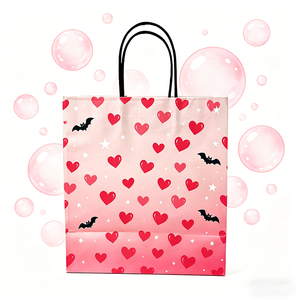 ถุงกระดาษวันวาเลนไทน์ สีขาวพิมพ์ลายหัวใจสีแดงเต็มใบ สำหรับใส่ของขวัญขายปลีก - Product Image 2