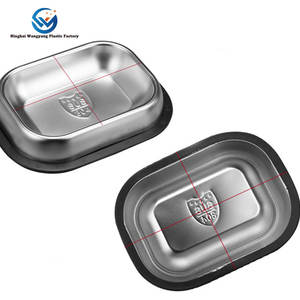 Sampel warna ramah lingkungan mangkuk anjing baja tahan karat produk pemberi makan hewan peliharaan persegi - Product Image 2