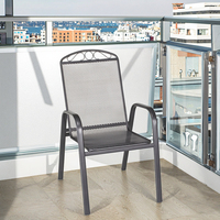 Chaise de salle à manger intérieure/extérieure de qualité commerciale, revêtement électronique en maille métallique empilable, design moderne et confortable en acier gris fer antirouille