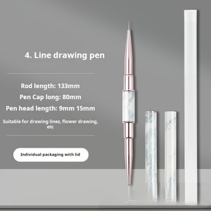 Pinceaux à ongles de haute qualité en promotion avec manche métallique double extrémité blanc et or rose, pour gel UV, liner, en nylon - Product Image 2