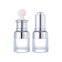 Soin de la peau de luxe essentiel or argent verre soin de la peau compte-gouttes bouche or bouchon compte-gouttes pressant flacon en verre 30ml