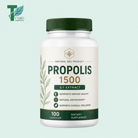 Capsules de propolis en marque privée OEM 1 500 mg avec concentré 5:1, produit apicole naturel, 100 capsules végétales