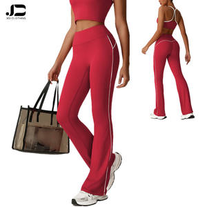 女性用ハイウエストフレアパンツ新作カラーブロックバットリフトフレアレギンスワークアウトランニングフィットネスワイド脚ヨガパンツ - Product Image 1