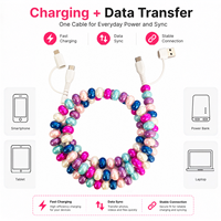 Câble de charge USB Type C 4 en 1 avec perles irisées, accessoire de mode Y2K