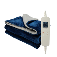 Plaid électrique Sherpa, 160W, bleu marine, Super confortable, lavable en Machine