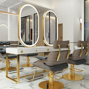 Nouveau luxe salon de coiffure miroir salon de coiffure dédié salon de coiffure marbre bureau double miroir miroir de coiffure - Product Image 2