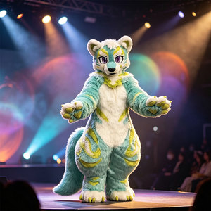 Costume de mascotte féline Fursuit personnalisé, en fourrure complète épaisse et moelleuse, avec correspondance des couleurs, pour dérivés d'animation, tenue de cosplay pour exposition et anthro - Product Image 2