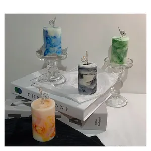 New design ink painting design marble hotel ornament artwork handmade pillar Scented candles