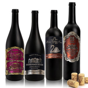 Étiquette de vin de liqueur en aluminium incurvé en relief personnalisé autocollant d'étiquette en métal de bouteille de vin avec logo auto-adhésif - Product Image 4