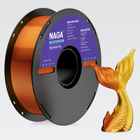 Filament d'imprimante 3D NAGA Silk Dual Color PLA 1,75 mm, bobine de 1 kg, finition brillante soyeuse, filament d'imprimante 3D brillant or cuivre