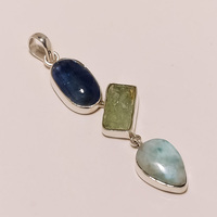 Pendentif en argent sterling 925 fait à la main en pierres précieuses péridot naturel vert améthyste grenat Druzy pour les fêtes