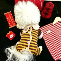Vêtements pour chiens à quatre pattes à imprimé abeille rayé, vêtements doux et chauds pour protéger le ventre, tenues d'automne et d'hiver pour petits chiens et chats