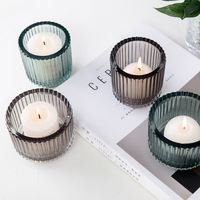 Gelas Lilin Dekorasi Pernikahan Keluarga Grosir, Motif Garis Vertikal, Stoples Lilin Kaca Mewah Kosong