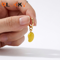 LUCKYJIU Op maat gemaakte sieradenfabrikant Waterdichte roestvrijstalen 18k vergulde fruit mango bedel oorringen voor vrouwen