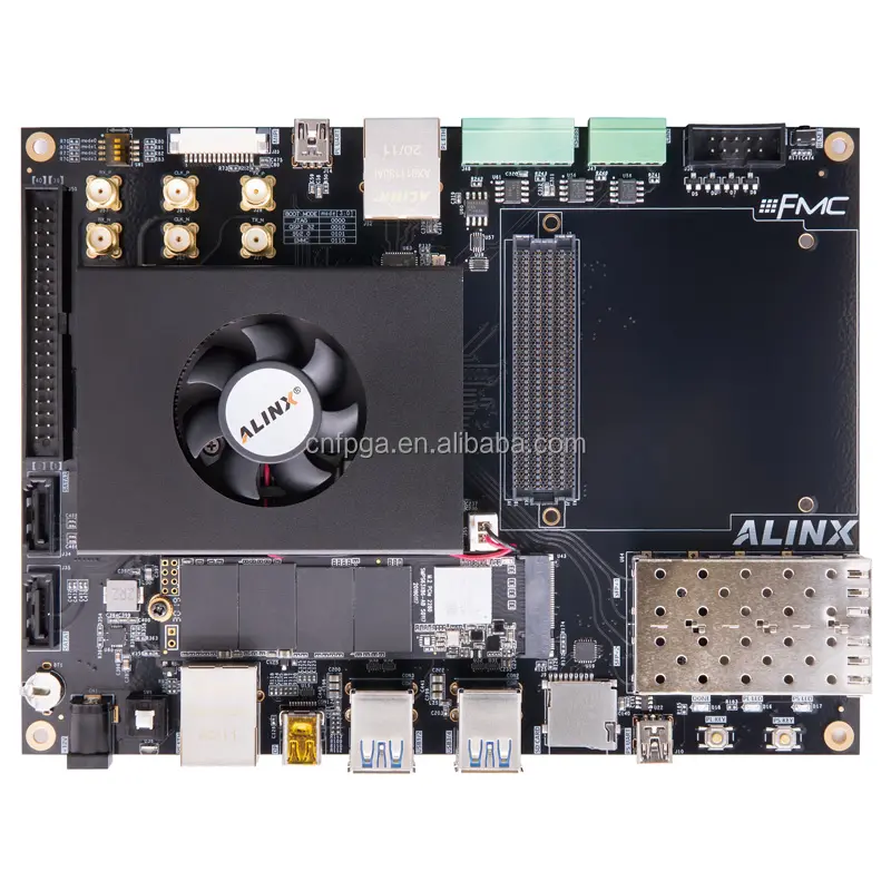 ALINX AXU9EGB papan pengembangan Xilinx ZYNQ UltraScale + MPSoC AXU9EG XCZU9EG FPGA Kit evaluasi 6GB DDR4 8G eMMC FMC HPC