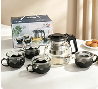 Service à thé en verre à cinq pièces, grande capacité, pour la maison, avec filtre Kung Fu, vaisselle pour restaurants, ensembles café et thé, théière