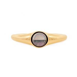 Gemnel última joyería de plata 925 personalizada día y noche anillo de sello de perla madre blanca y negra - Product Image 1