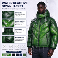 Veste matelassée hydrochromique OEM pour homme, veste d'hiver hydrochromique à capuche, couleur changeante activée par l'eau, manteau d'extérieur chaud rembourré