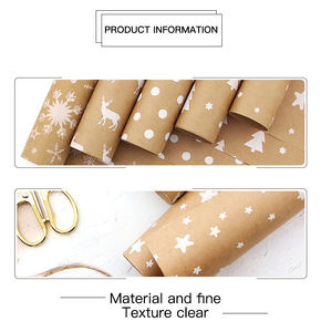 Papier d'emballage de luxe innovant <span class=keywords><strong>à</strong></span> motifs pentagramme et pois, double face, pour boîte cadeau, pour cadre <span class=keywords><strong>photo</strong></span>, couleur blanche - Product Image 4