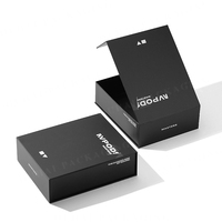 Boîte magnétique noire emballage de vêtements boîte-cadeau en carton rigide de luxe avec emballage en mousse pour bouteille de parfum couteau verre