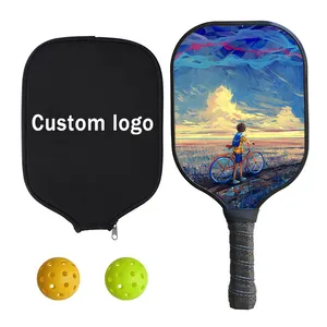 Jogo de raquetes de pickleball USAPA para grafite lisa com 4 raquetes e 6 bolas Packleball projetado e personalizado profissionalmente