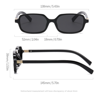 5197 Designs Multicolor Lens Flat Rectangular Lunettes de soleil pour femmes Trendy Funny Small 90s Square Sunny Shades UV400