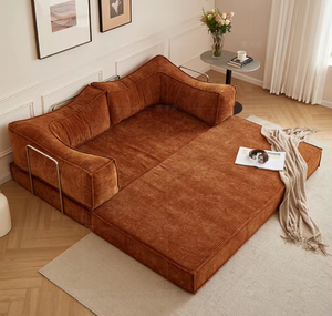 Sofá Cama Modular de Tela de Pana Comprimida de Alta Calidad, Totalmente Desmontable y Lavable, Conjunto de Muebles Seccionales para Sala de Estar - Product Image 1