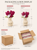Bunga Tulip Rajut Vas Bunga Buatan Tangan Dengan Cinta Buket Botani Rajutan Aksen Mutiara Dekorasi Meja Rumah Toko Hadiah