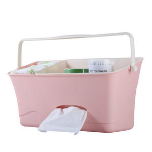 Práctico Organizador Colgante de Plástico para Pañales y Toallitas, Cesta de Almacenamiento para Bebés - Product Image 1