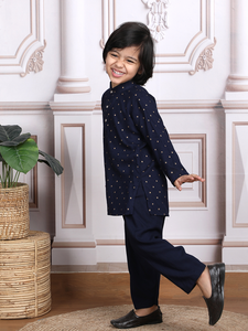 Conjunto de Kurta y Pijama Azul Marino para Niños, Ropa Tradicional India, Traje Festivo, Elegante y Cómodo - Product Image 4