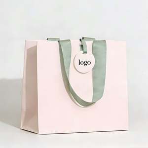 Customizable <b>Patterns</b> and Logos for Retail Luxury Gift Shopping Bags with Ribbon Handles Luxurious Portable <b>Paper</b> Bags - Product Image 1