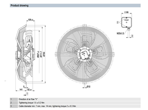 Ventilador axial de CA de 630 mm ebm-papst S4D630-AH01-01, ventilador de refrigeración industrial de alta resistencia para sistemas HVAC y torres de enfriamiento - Product Image 2