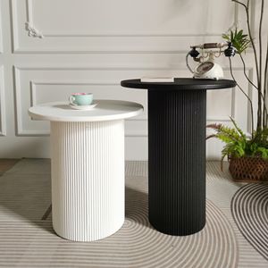 INNOVA Home Modern European Design Black <b>Round</b> Wooden Decorative Coffee Side <b>Table</b> for Living Room - Product Image 6
