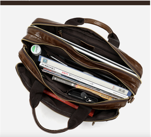 Andong Genuine Cow Leather <b>Men</b> Briefcase Business 14-inch Laptop Messenger <b>Bag</b> Retro Classical Large Shoulder Travel <b>Bags</b> - Product Image 5