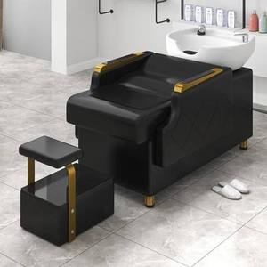 Sillón de Lavado de Cabello Moderno de Cuero Sintético para Salón de Belleza, Personalizable, Cómodo, con Masaje, para Spa Capilar, con Lavabo - Product Image 4