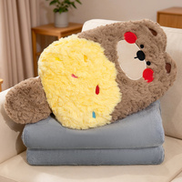 Coussin en peluche chat crème glacée très populaire avec couverture, décoration de canapé, doux, grands yeux, pour la maison