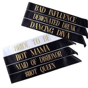 Enterrement <span class=keywords><strong>de</strong></span> vie <span class=keywords><strong>de</strong></span> jeune fille nuptiale douche décoration Champagne ruban demoiselle d'honneur équipe mariée à être tache ceinture poule nuit mariage décor - Product Image 6
