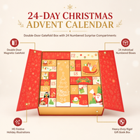 Boîte de calendrier de l'avent personnalisée, 24 jours, boîte de compte à rebours de Noël en papier rigide avec portes surprise pour enfants, emballage