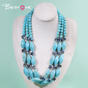 Collar de Cuentas Grandes de Acrílico Estilo Bohemio Azul Personalizado Bestone - Product Image 2