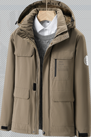 Veste de terrain marine, parka imperméable à capuche avec poches à rabat, fermeture à pression, manteau de travail utilitaire pour hommes et femmes