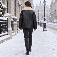 Manteau en daim structuré doublé de fourrure avec revers cranté, garniture en laine bouclée, fermeture à boucle et boutons sur le devant, style urbain automne-hiver, OEM