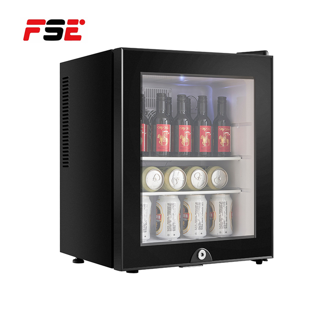 FSE 40L Black Mini Refrigerator Mini Bar Hotel Small Fridge Single Glass Door Beer Mini Fridge