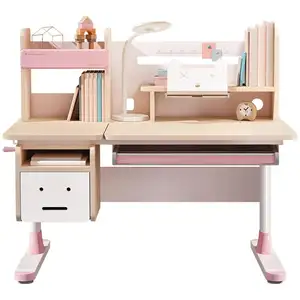 Altura ajustable, mesa de estudio para niños azul rosa de madera Escritorio