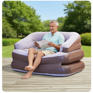 Canapé-<span class=keywords><strong>lit</strong></span> gonflable double floqué pliable - Product Image 1